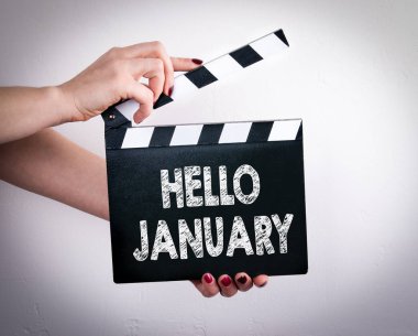 Ocak Merhaba. Film clapper tutan eller