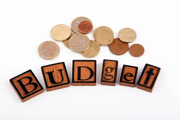Budget. Wooden letters on a white background — Stock Photo, Image