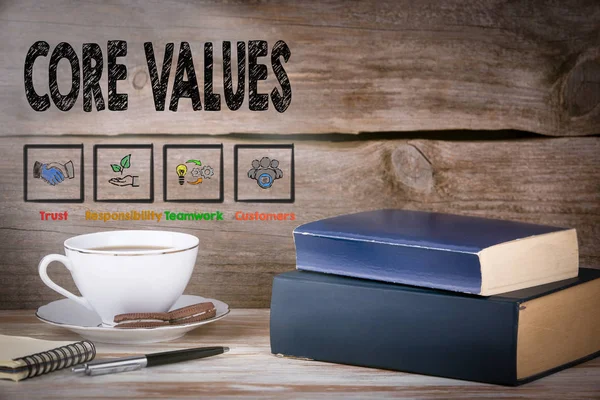 Inscription revealed on old paper - Core Values — Stock Photo ...