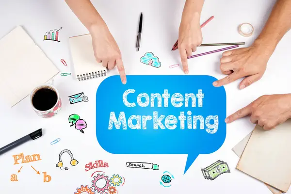 Content Marketing. The meeting at the white office table