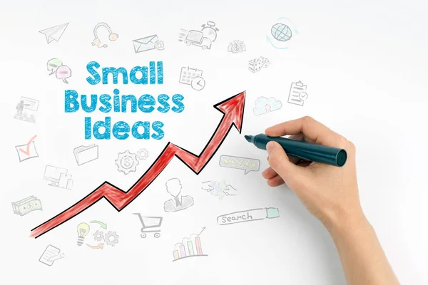 Małych pomysłów biznesowych koncepcji. Ręka z pisania markerem — Zdjęcie stockowe