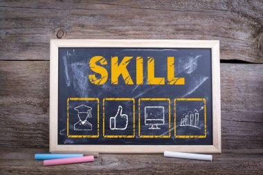 Beceri iş kavramı. Tebeşir tahtası arka plan