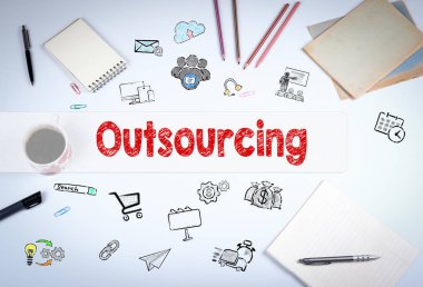 Dış kaynak kavramı. Beyaz Ofis Masası toplantısında