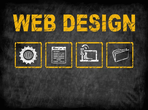Web Design concept. Chalk board Background — Stock Photo, Image