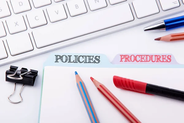 Policies and Procedures. Folder Register on a white Office Table — Stock Photo, Image