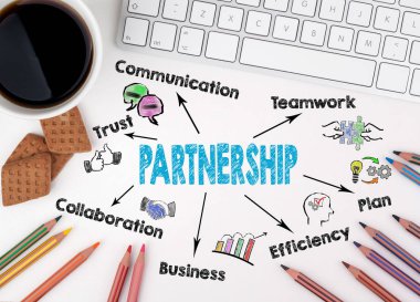 Ortaklık kavramı. Beyaz Ofis Masası