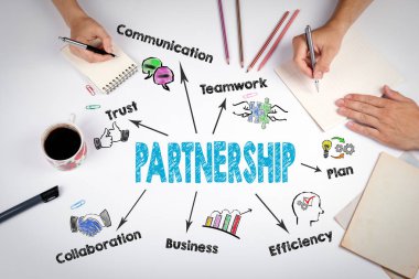 Ortaklık kavramı. Beyaz Ofis Masası toplantısında