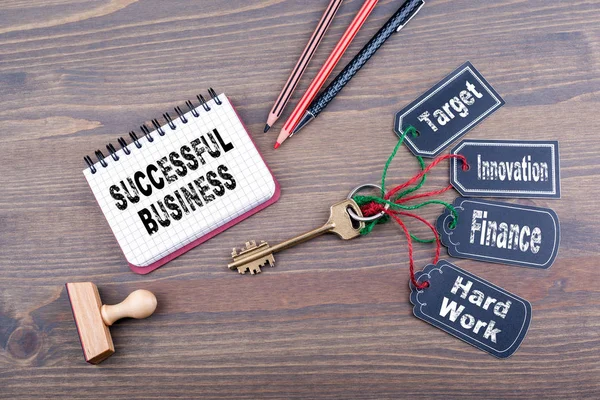 Successful Business concept. The key to success on a wooden office desk — Stock Photo, Image