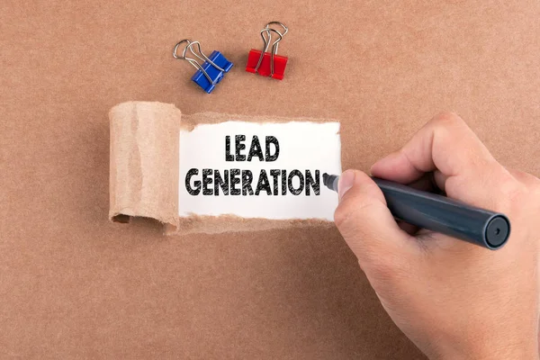 Lead Generation. Szakadt papír ablakban felirat — Stock Fotó