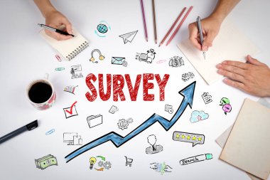 Anket kavramı. Beyaz Ofis Masası toplantısında