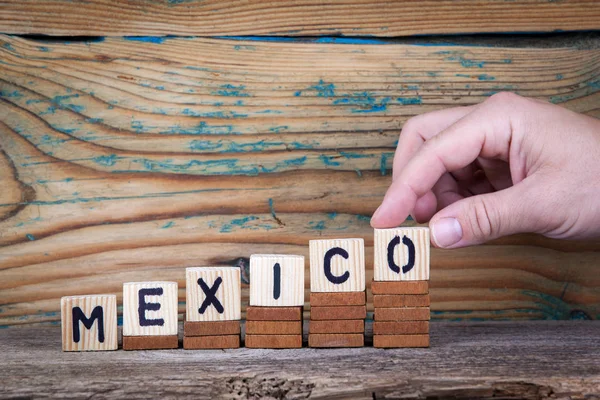 Mexico. Wooden letters on the office desk, informative and communication background — Stock Photo, Image