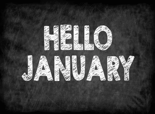 Hello january. Black board with texture, background — Stock Photo, Image