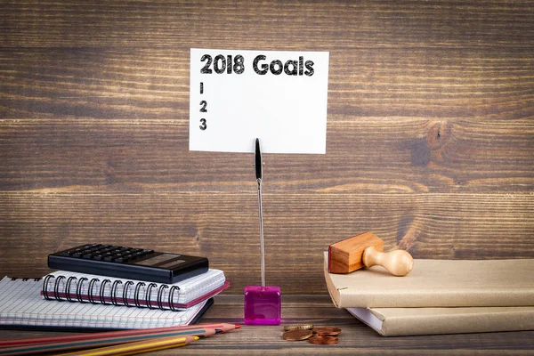 2018 goals list. work desk. business success background