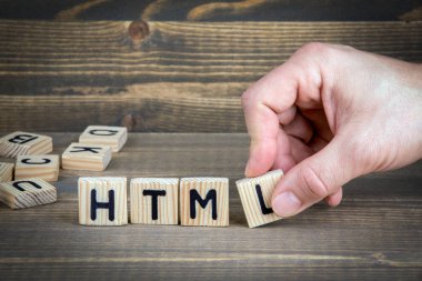 HTML. Ahşap mektup ofis masasında bilgilendirici ve iletişim arka plan