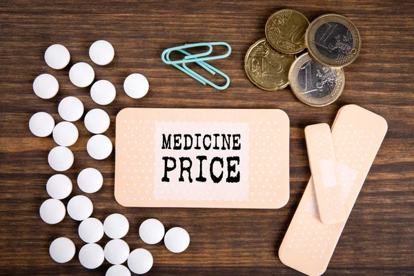 Medicine Price. Pharmacy, corporations, health and accessibility concept