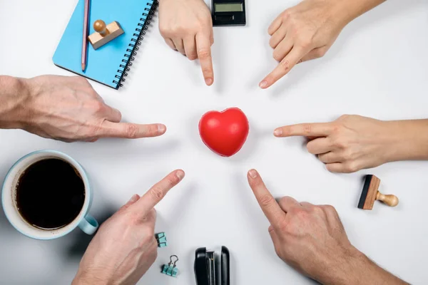 Red rubber heart. Love, health, teamwork and passion concept — Stock Photo, Image