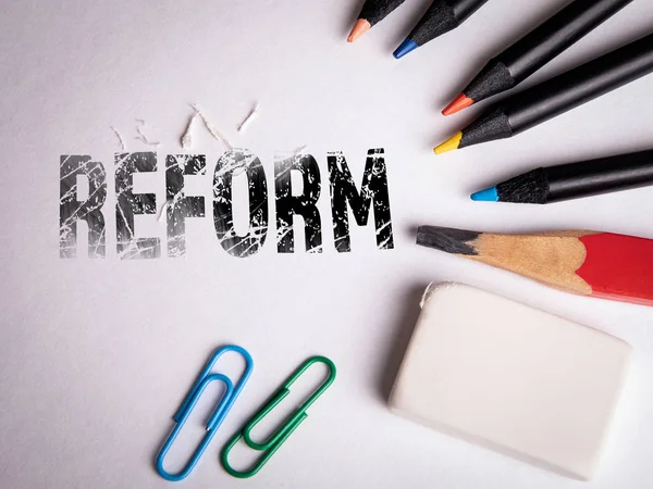 Reform. Taxation, Health, Education and Public Administration concept