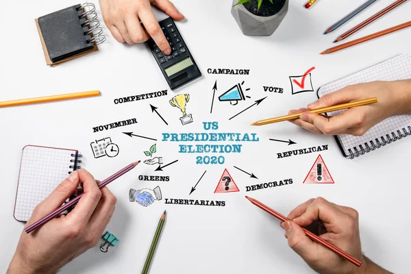 US Presidential Election 2020 concept. Chart with keywords and icons — Stock Photo, Image