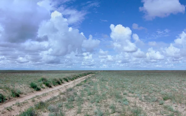 Estrada do deserto no planalto de Ustyurt — Fotografia de Stock