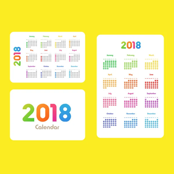 Calendario colorido para 2018 — Vector de stock