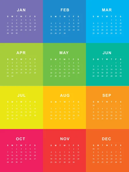 Calendario colorido para 2018 — Vector de stock