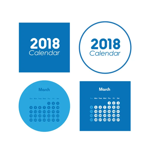 Kalender för mars 2018 — Stock vektor