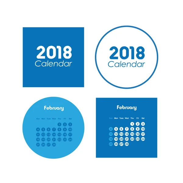 Calendário para fevereiro de 2018 — Vetor de Stock