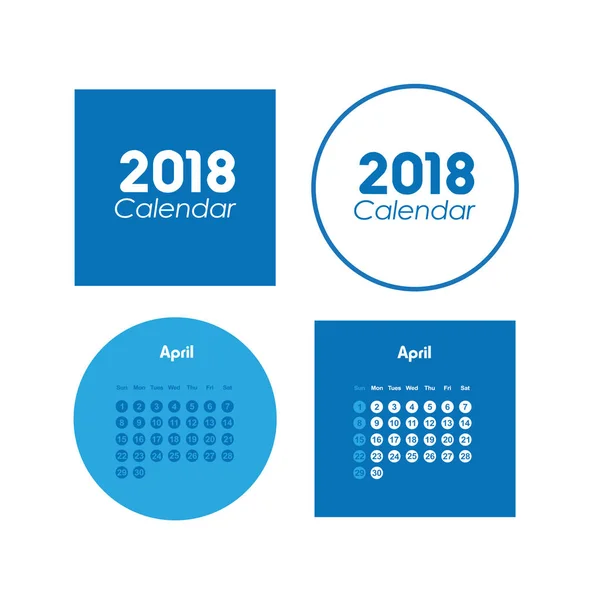 Calendario de abril de 2018 — Archivo Imágenes Vectoriales