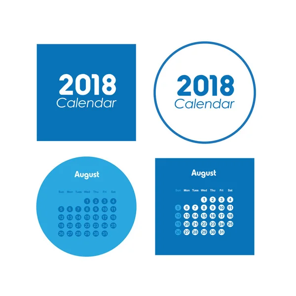 Calendrier pour août 2018 — Image vectorielle