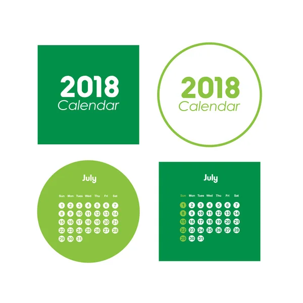 Calendário para julho de 2018 — Vetor de Stock