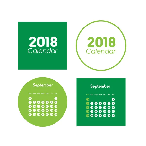 Calendario para septiembre de 2018 — Archivo Imágenes Vectoriales