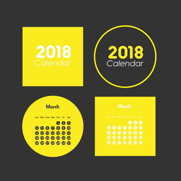 Kalender für März 2018 — Stockvektor