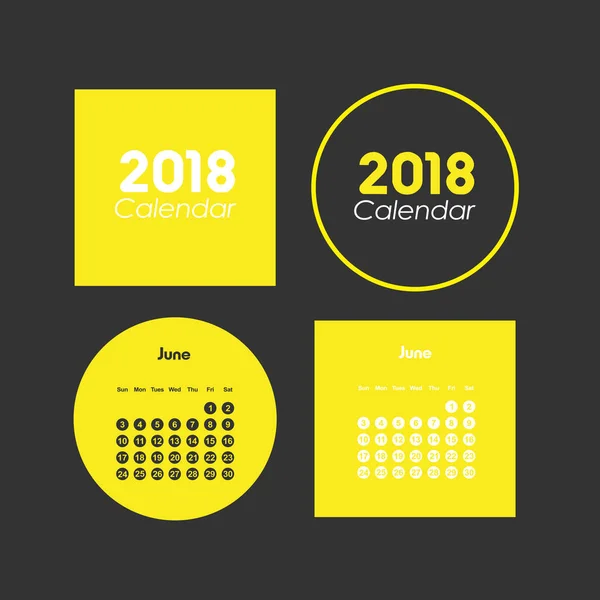 Calendário para junho de 2018 — Vetor de Stock