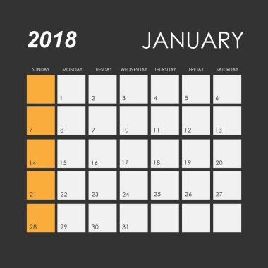 Takvimi Ocak 2018
