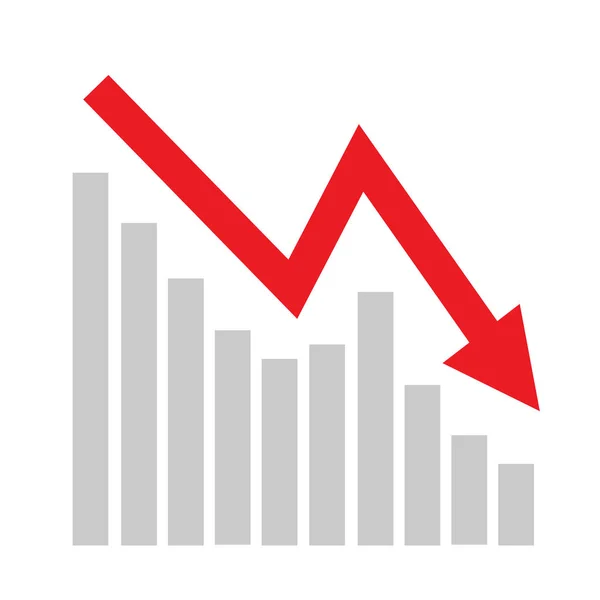 Seta de negócios vermelho indo para baixo — Vetor de Stock