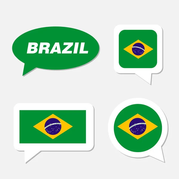 Набор флага Бразилии в диалоговом пузыре — стоковый вектор
