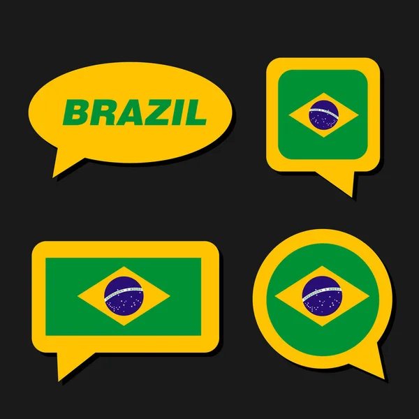 Ustawić flagi Brazylii w chmurki — Wektor stockowy