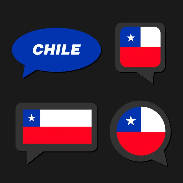 Set of Chile flag in dialogue bubble — Stock Vector