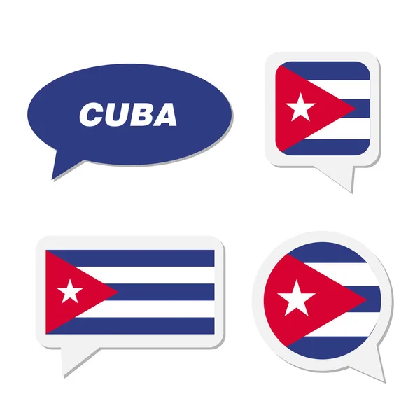 Set of Cuba flag in dialogue bubble — Stock Vector