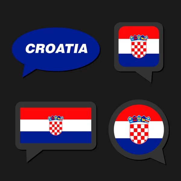 Set of Croatia flag in dialogue bubble — Stock Vector