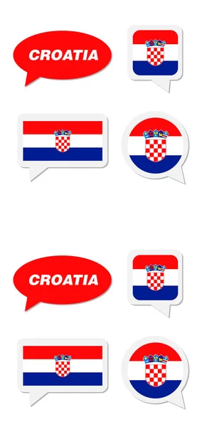 Set of Croatia flag in dialogue bubble — Stock Vector