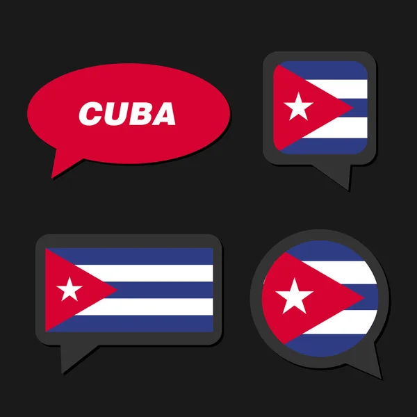 Set van Cuba vlag in dialoog zeepbel — Stockvector