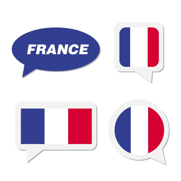 Set of France flag in dialogue bubble — Stock Vector