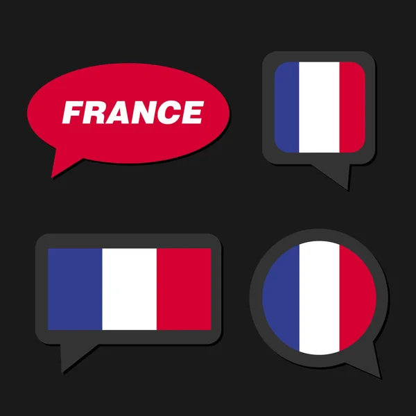 Juego de bandera de Francia en burbuja de diálogo — Vector de stock