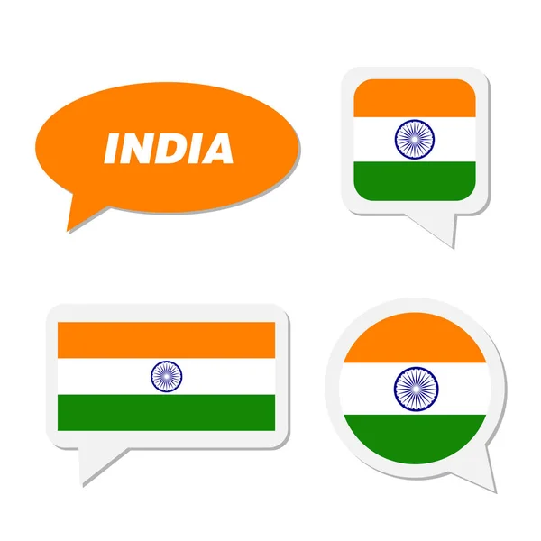 Set of India flag in dialogue bubble — Stock Vector