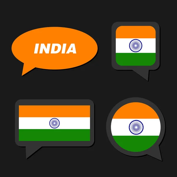 Set of India flag in dialogue bubble — Stock Vector