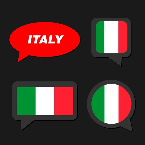 Set van Italië vlag in dialoog zeepbel — Stockvector