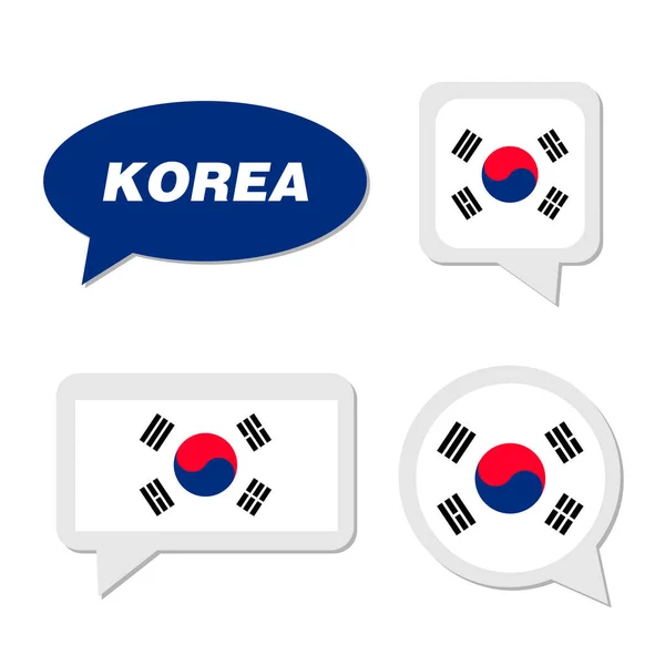 Sada Korea vlajky v dialogu bublina — Stockový vektor