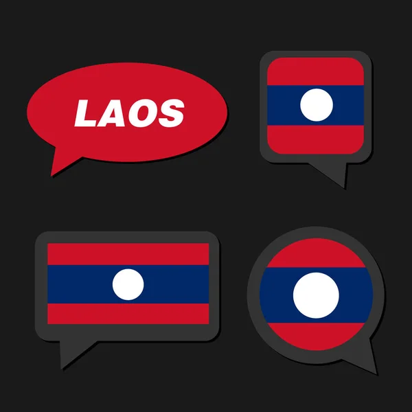 Set de Bandera de Laos en burbuja de diálogo — Vector de stock