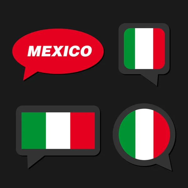 Conjunto de bandeira do México em bolha de diálogo — Vetor de Stock